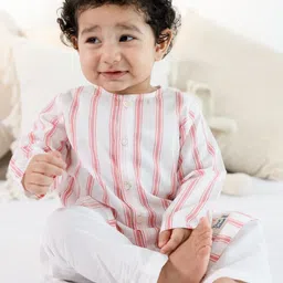 Tiber Taber Boys Striped Round Neck Pure Cotton Kurta With Trouser-55