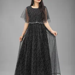 JULEE Dyed Round Neck Cape Sleeve Fit & Flare Maxi Dress-image-24