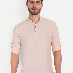 Classycollar Men Mandarin Collar Roll-Up Sleeves Pure Cotton Kurta-image-44