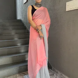 KALINI Ombre Dyed Ready to Wear Pure Chiffon Saree-picture-6
