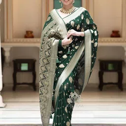 SHOP DROP Ethnic Motifs Zari Pure Georgette Jamdani Saree-image-51