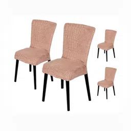 HOUSE OF QUIRK Coffee-Brown 4 Pieces Textured Stretchable & Washable Chair Covers-28
