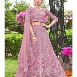 Cute fellow Embroidered Sequinned Semi-Stitched Lehenga & Unstitched Blouse With Dupatta-image-72
