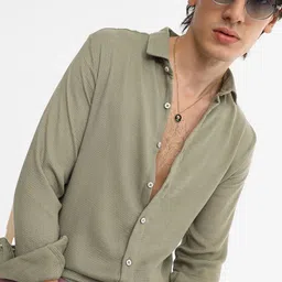 Campus Sutra Men Comfort Spread Collar Textured Casual Shirt-picture-14