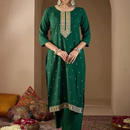 Indo Era Women Ethnic Motifs Embroidered Regular Sequinned Kurta with Trousers & With Dupatta-picture-33
