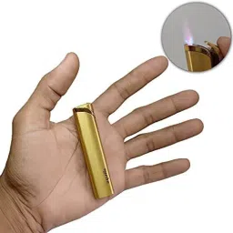 Golden Color Slim Lighter | Window Indication Gas System AquiSlim Metal Body Lighter | Window Fuel Indication Pocket Lighter-19