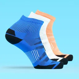 LUX MOZZE Men Pack Of 3 Assorted Cotton Stretchable Moisture Absorbent Ankle-Length Socks-image-74