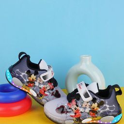BAESD Unisex Kids Mickey & Minnie Woven Design Sneakers-image-32