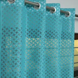 Galaxy Home Decor Blue Set of 2 Sheer Door Curtain-image-23