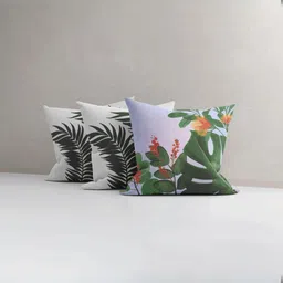 LUSHLYF White & Green Set of 3 Floral Velvet Square Cushion Covers-8