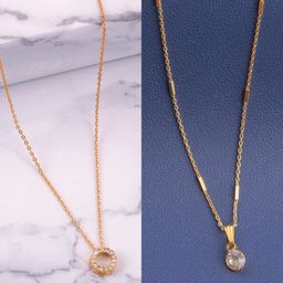 Boghra Sales Set Of 2 Gold-Plated Alloy American Diamond Chain-14