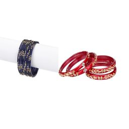 SOMIL Set of 16 Blue Alloy Artificial Stones & Beads Bangles-image-94