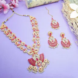 VATSALYA creation Gold-Plated Artificial Stone Studded Jewellery Set-17