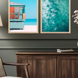 Kotart Brown & Blue 2 Pieces Wood Abstract Wall Paintings-picture-1