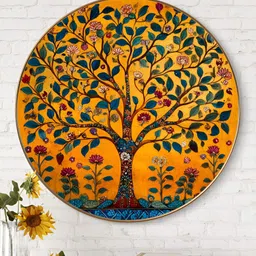 Myntra Elegant Homes Yellow & Blue 1 Piece Wood Floral and Botanical Wall Paintings-image-20