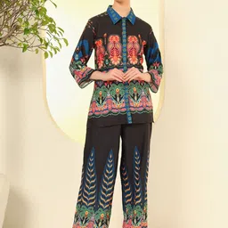 Sangria Printed Shirt With Palazzo Co-Ords-picture-7