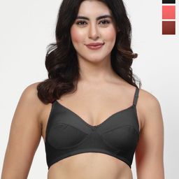 LILY Women Pack Of 3 Seamed Non Padded Everyday Bra-10