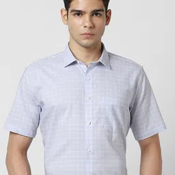 Van Heusen Checked Spread Collar Formal Shirt-image-15