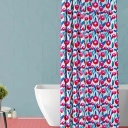ArtzFolio Off white & Pink Printed Waterproof Shower Curtain-image-85