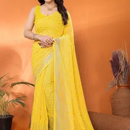 Moda Rapido Embellished Zari Poly Georgette Heavy Work Block Print Saree-picture-28