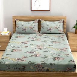 A Homes Grace Floral Queen Bedsheet with 2 Pillow Covers-image-92
