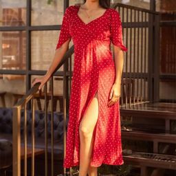 SUKITI Polka Dot Fit & Flare Maxi Dress-image-0