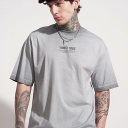 HIGHLANDER Typography Printed Round Neck Drop-Shoulder Sleeves Oversized Cotton T-shirt-picture-44