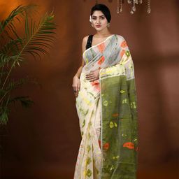 DESH BIDESH Women Woven Design Phulkari Jamdani Saree-image-83