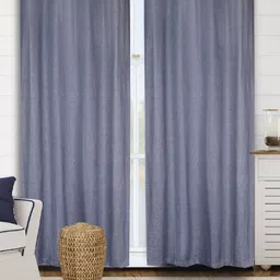 Saral Home Blue Set of 2 Black Out Long Door Curtain-27