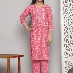 JULEE Girls Floral Printed Regular Kurta with Trousers-picture-34