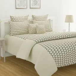 SWAYAM White & Black Geometric 160 TC King Bedsheet with 2 Pillow Covers-image-70