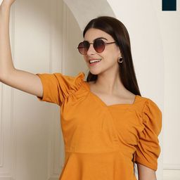 Tromko Women Pack Of 2 Sweetheart Neck Puff Sleeve Empire Top-image-92