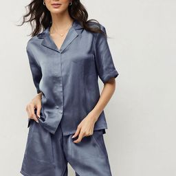 HOUSE OF S Satin Lapel Collar Shirt With Shorts-image-36