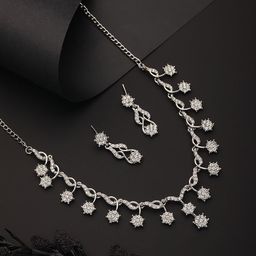 Anouk Rhodium-Plated American Diamond Studded Jewellery Set-44