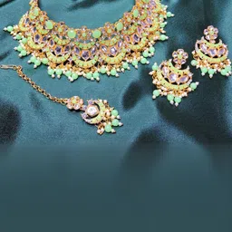 VATSALYA creation Gold-Plated Artificial Stone Studded Jewellery Set-image-91