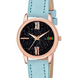 Gopal Shopcart Unisex Embellished Dial & Straps Analogue Watch C25RG Roman SKYBlU Leather-image-83