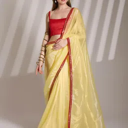 Mitera Embellished Sequinned Organza Saree-image-0