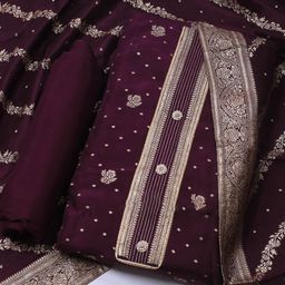 Meena Bazaar Floral Embroidered Zari Unstitched Dress Material-image-88