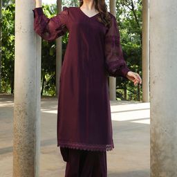 QISSA Women Solid Kurta with Palazzo-image-8