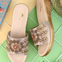 pelle albero Women Embellished Party Open Toe Flats-image-51