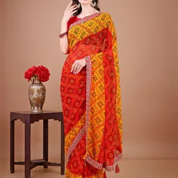 LeeliPeeri Designer Bandhani Printed Sequinned Embroidered Saree-picture-37