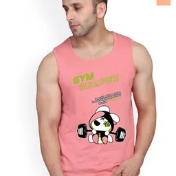 SLOWLORIS Pack Of 2 Printed Sleeveless Bio Washed Combed Cotton Gym Vests-picture-2