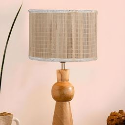 Devansh Beige Wood Traditional Cylindrical Shaped Table Lamp-picture-13