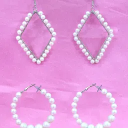 Krelin Set Of 2 Silver-Plated Stone Studded Classic Hoop Earrings-image-27