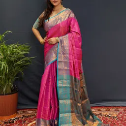 yourwish Woven Design Zari Silk Blend Kanjeevaram Saree-picture-2