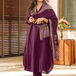 CANIZZARO Women Ethnic Motifs Regular Pure Cotton Kurta with Trousers & With Dupatta-image-6