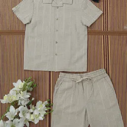 The Lion and The Fish Boys Textured Cotton Shirt with Shorts Clothing Set-image-38