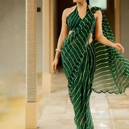 kalini MIRCHI FASHION Leheriya Mirror Work Pure Georgette Leheriya Saree-picture-18