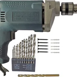6-Month Warranty 100% Copper Winding 10mm Blue Electric drill machine with 13pc hss1pc Masonry & 10pc Gitti Screw set Hammer Drill-6