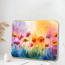 SAF Yellow & Purple Floral And Botanical Wooden Wall Art-image-21